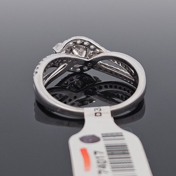 14K White Gold LEO Diamond Bypass Engagement Ring Band 1.23TCW 5.6 Gram Size 10 - Picture 13 of 16